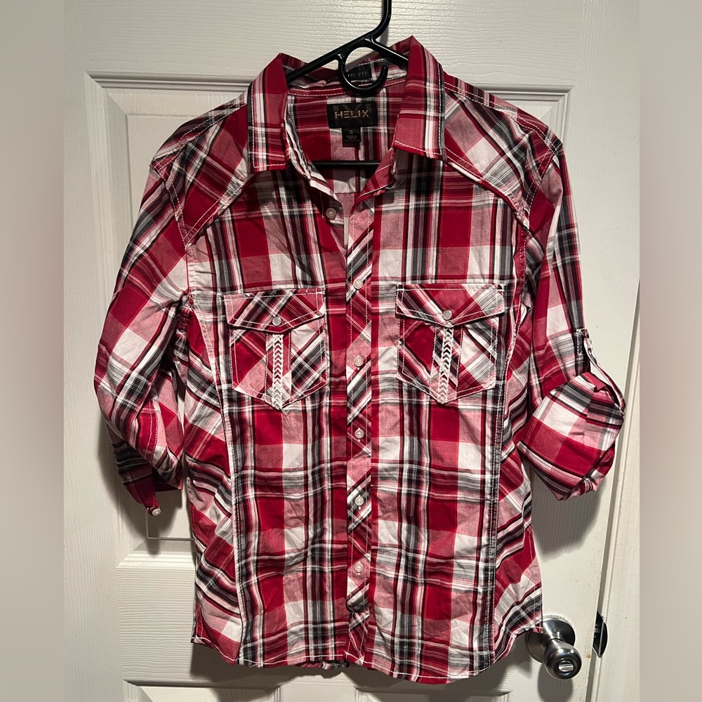 Helix men’s small red button down dress shirt